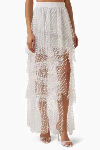 Elena Tiered Slit Skirt in Tulle