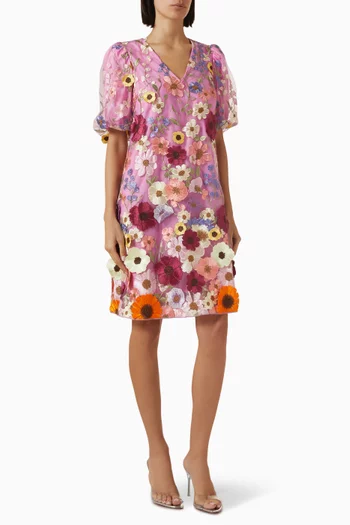 Floral-embellished Midi Dress