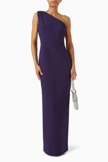 Clara Sash Gown in Moss Crepe