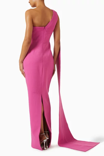 Clara Sash Gown in Moss Crepe