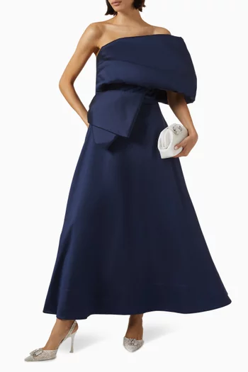 Marlo One-shoulder Dress in Silk Wool