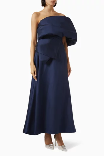 Marlo One-shoulder Dress in Silk Wool