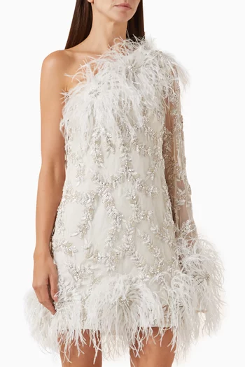 Alby Feather-trim Mini Dress