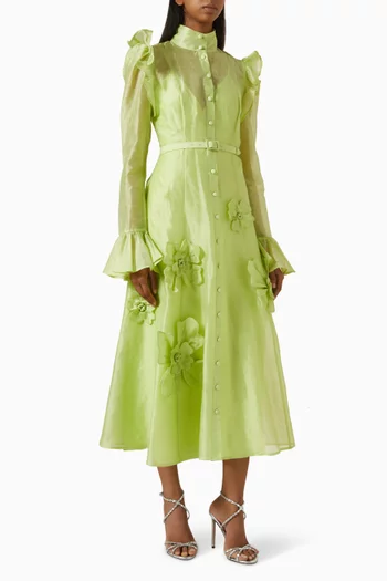 Katrina Petal Butterfly Sleeve Midi Dress