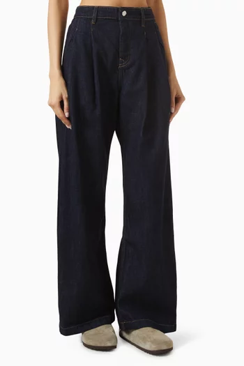 Kendall Pleated Barrel-leg Jeans in Denim