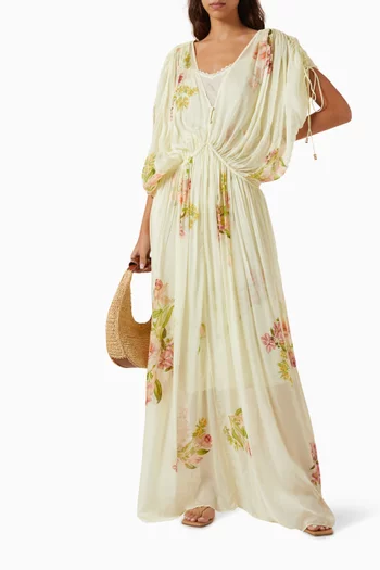 Ruched-waist Kaftan