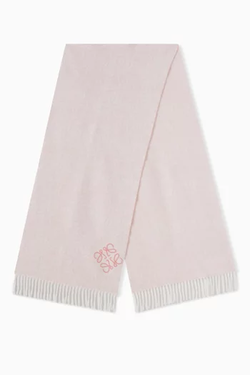 Anagram Embroidered Scarf in Wool & Cashmere-blend
