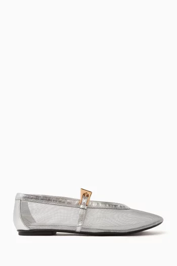 Mary Jane Ballerina Flats in Mesh