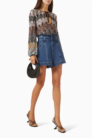Crewneck Blouse in Embroidered Lace
