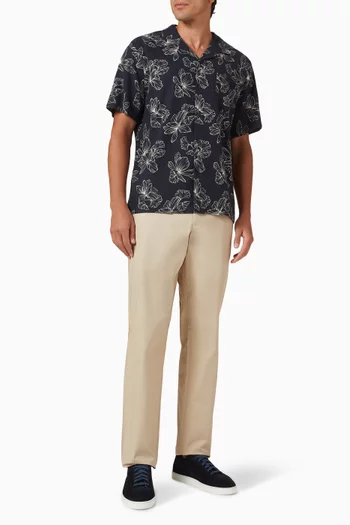 Line Floral Cabana Shirt in Linen-blend