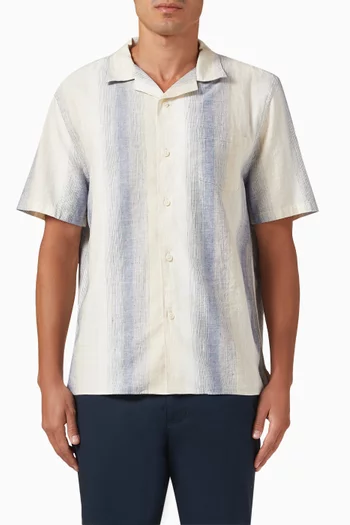 Marina Stripe Cabana Shirt in Linen-blend