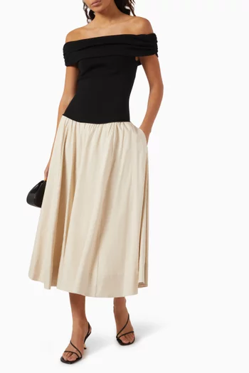 Adaline Off-shoulder Knit Dress in Linen