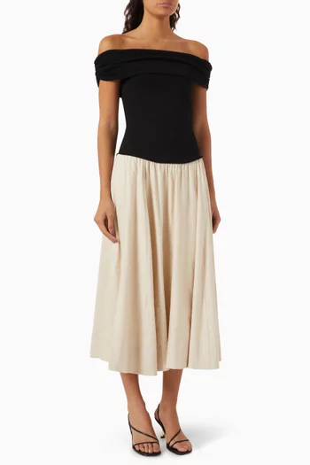 Adaline Off-shoulder Knit Dress in Linen