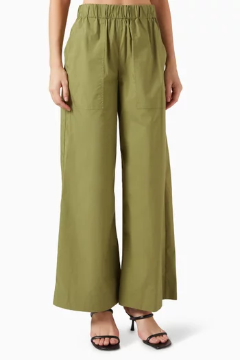 Arden Wide-leg Pants in Cotton Blend