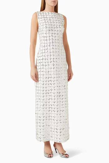Claudia Embellished Midi Dress in Crepe