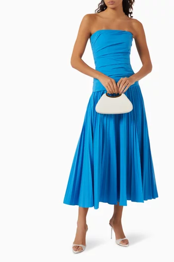 Arie Bustier Midi Dress in Cotton Poplin