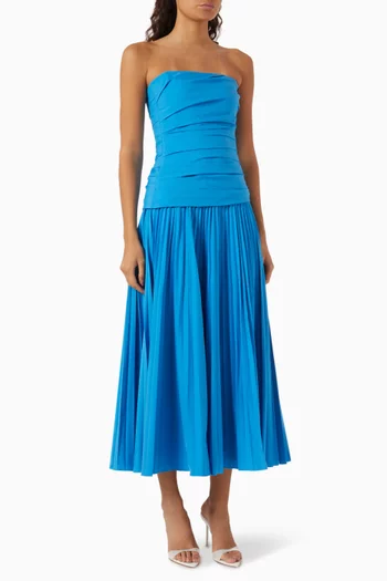 Arie Bustier Midi Dress in Cotton Poplin