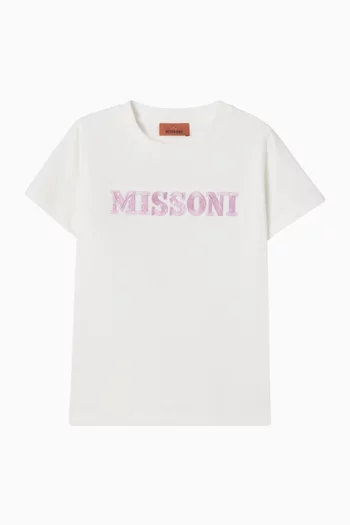 Sequins Logo T-shirt in Cotton Jersey