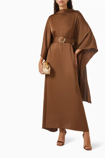 Belted Maxi Dress in Satin