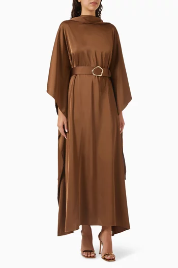 Belted Maxi Dress in Satin