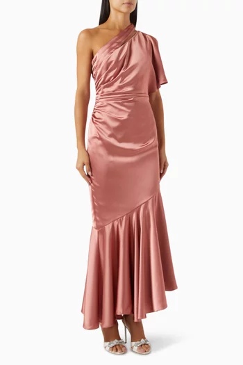 One-shoulder Dress in Satin