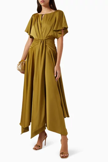 Handkerchief-skirt Dress in Satin