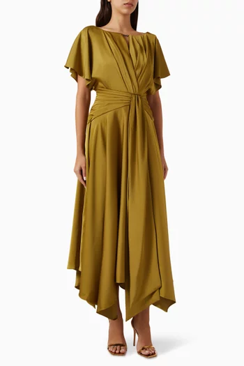 Handkerchief-skirt Dress in Satin