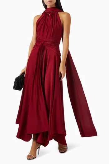 Handkerchief-skirt Dress in Satin