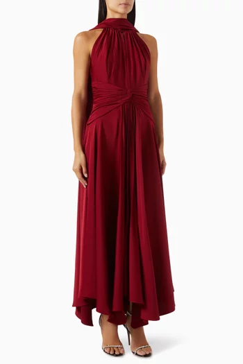 Handkerchief-skirt Dress in Satin