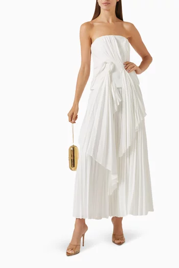 Bolton Pleated Dress in Satin