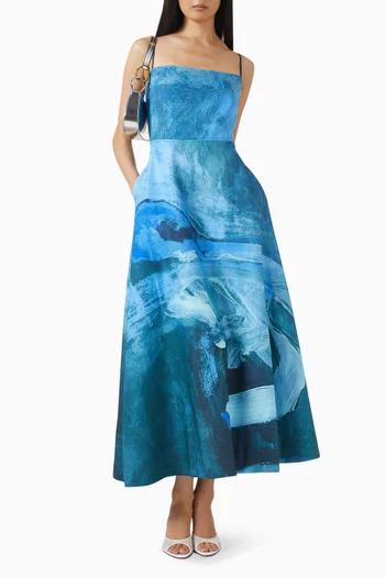 Osidge Printed Maxi Dress in Viscose-linen
