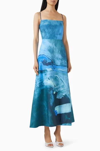 Osidge Printed Maxi Dress in Viscose-linen