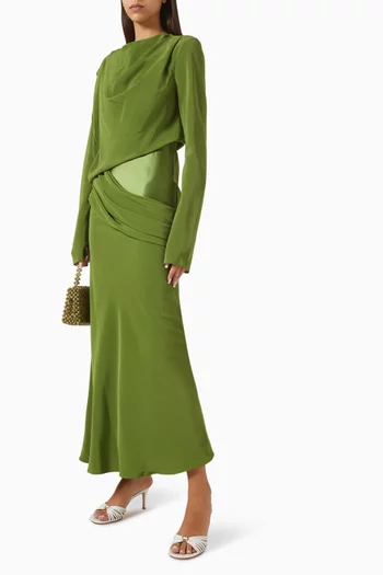 Wodden Draped Maxi Dress