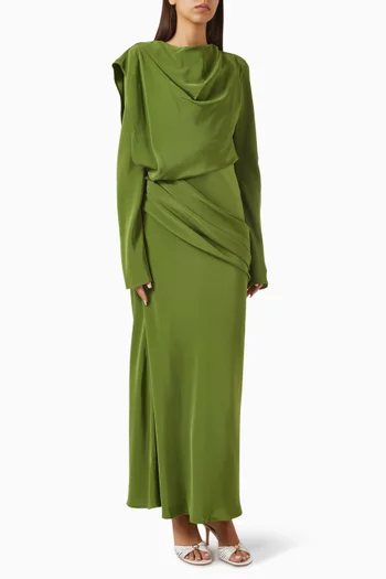 Wodden Draped Maxi Dress