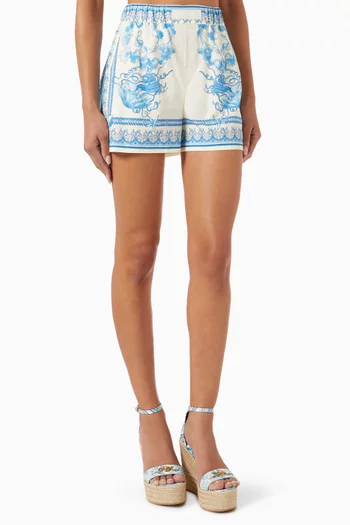 شورت بنقشة أحياء بحرية باروكية قطن