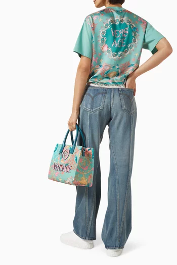 Underwater Barocco Cropped T-shirt in Cotton Jersey