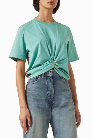 Underwater Barocco Cropped T-shirt in Cotton Jersey
