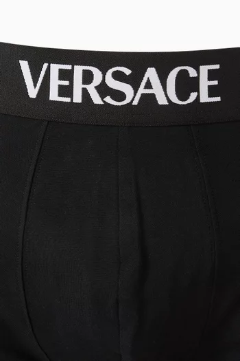 Logo Long Boxer Briefs in Stretch Cotton