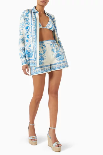Underwater Barocco-print Foulard Shirt in Silk-twill