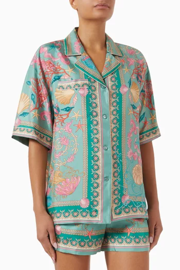 Underwater Barocco-print Shirt in Silk-twill