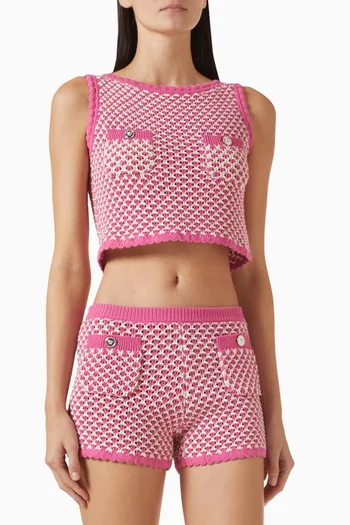 Crochet Knit Top in Cotton Blend