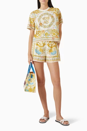 Underwater Barocco Crop T-shirt in Cotton Jersey