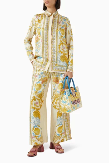 Underwater Barocco-print Pants in Silk Twill