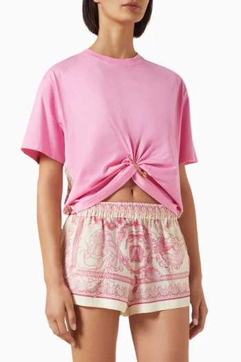 Underwater Barocco Cropped T-shirt in Cotton Jersey