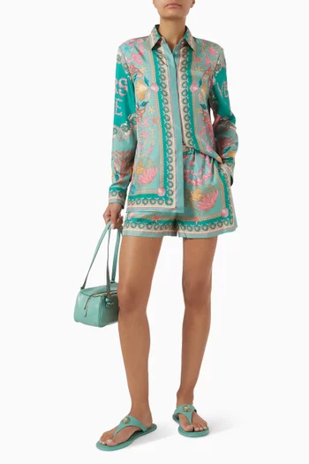 Underwater Barocco-print Foulard Shirt in Silk-twill