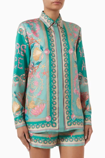 Underwater Barocco-print Foulard Shirt in Silk-twill