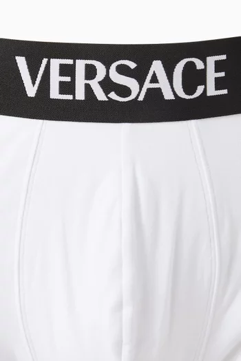 Logo Long Boxer Briefs in Stretch Cotton
