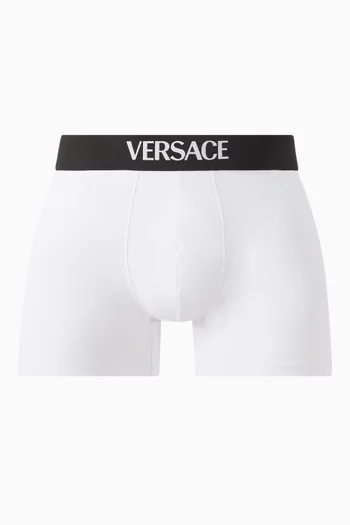 Logo Long Boxer Briefs in Stretch Cotton