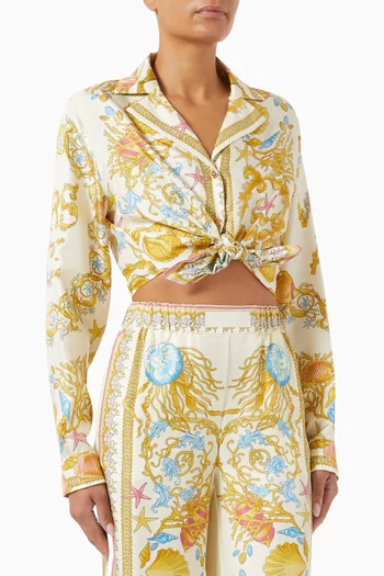 Underwater Barocco-print Shirt in Silk-twill