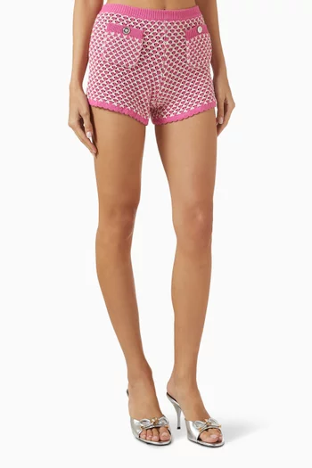 Crochet-knit Shorts in Compact Cotton
